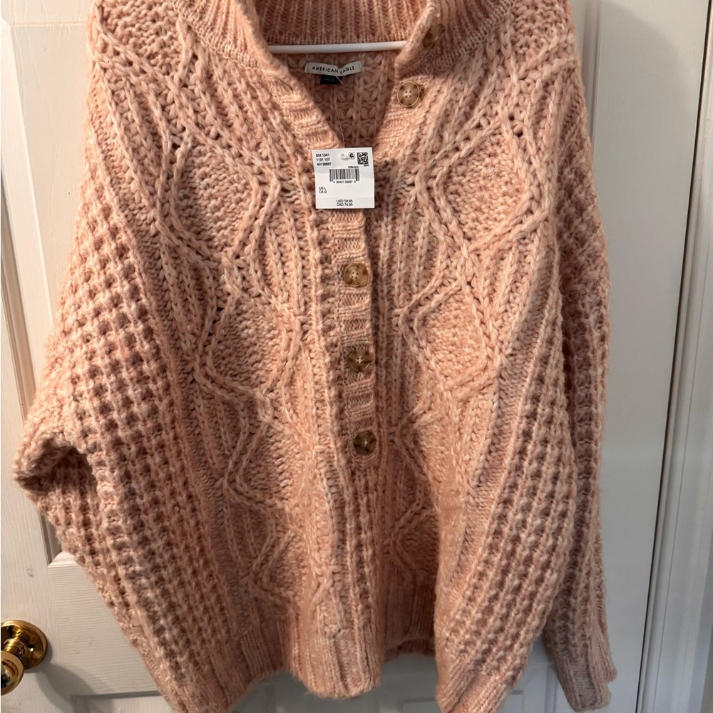 American Eagle Outfitters Pink Cable Knit Cardigan